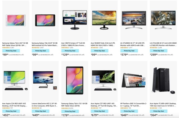 Save up to 30% on tablets, computers, display and more on Prime Day