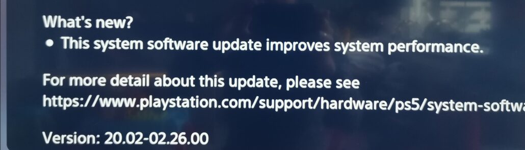 PlayStation 5 system update